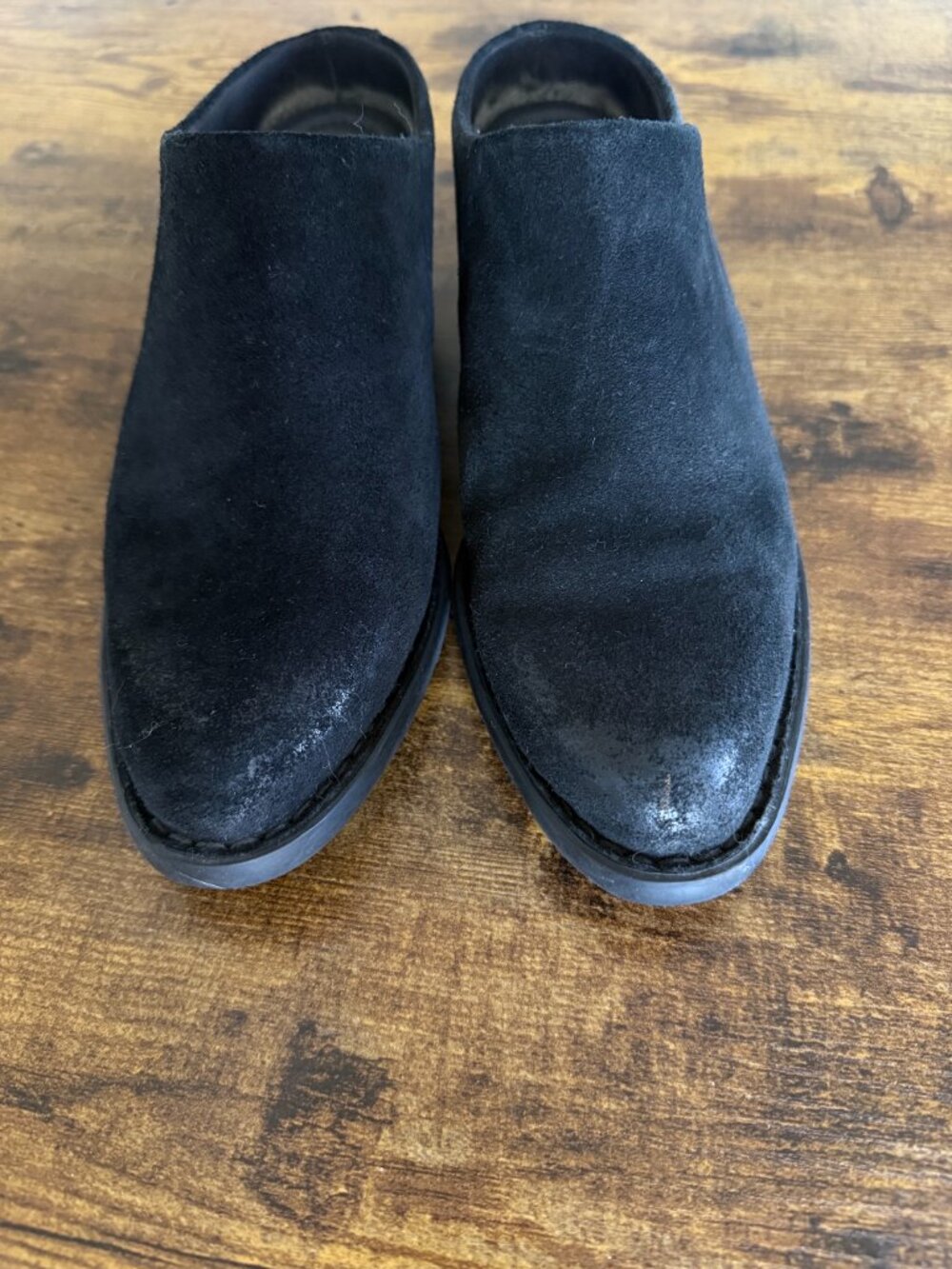 Børn Black Distressed Suede Mule Clogs Women’s Slip On Block Heel - Picture 7 of 7